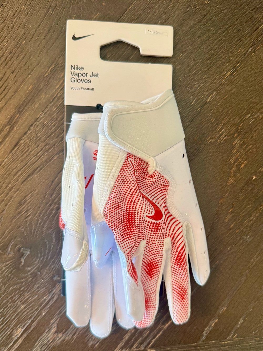 Nike Vapor Jet Youth Size Small Football Gloves White & Red. NWT
